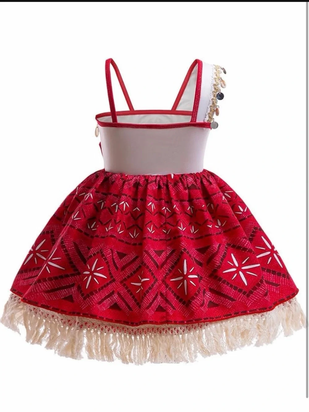 Moana Girls Costume Includes Wig and Heart of Te Fiti Necklace- 5-6 Yrs